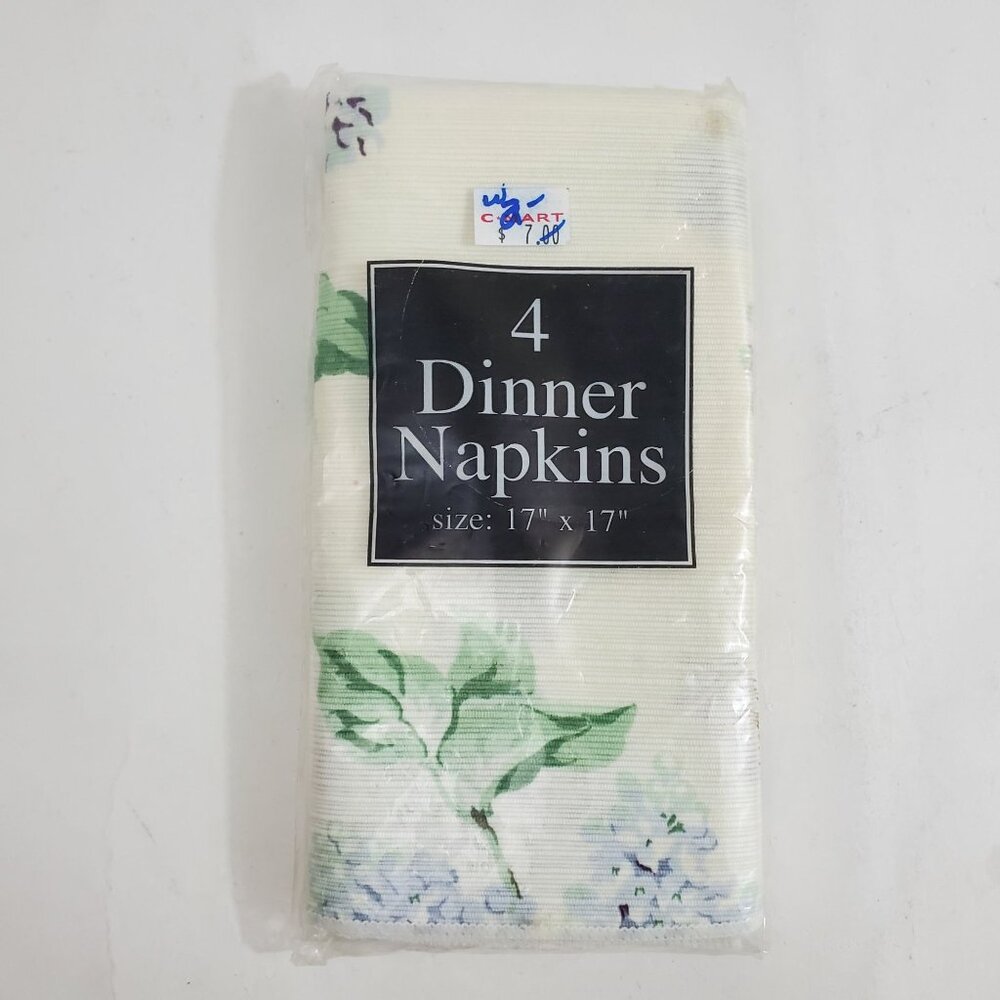 Vtg Bardwil Linens Lilac 4 Dinner Napkins 17" X 17" Cotton Polyester Floral Ivor
